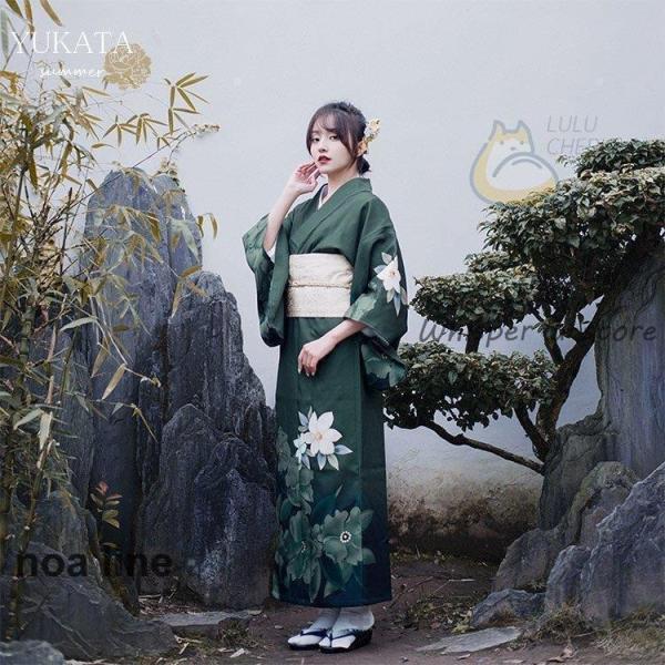 浴衣 ゆかた レディース 女性 緑 グリーン 洗える お出かけ お稽古 ショッピング 文化祭 夏 花...