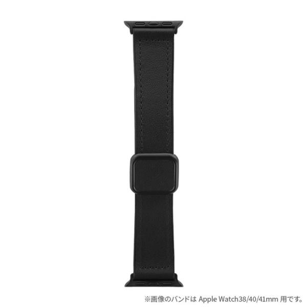 アップルウォッチ バンド  本革 ラバー マグネット レザー バンド ブラック  スポーツ アップル...
