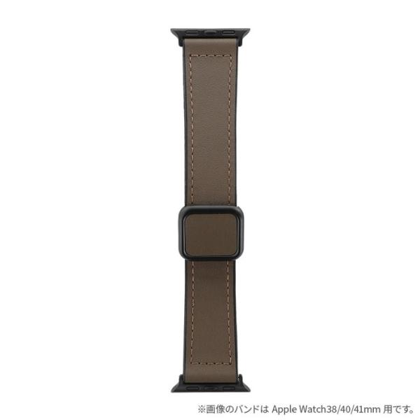 アップルウォッチ バンド  本革 ラバー マグネット レザー バンド ブラウン  スポーツ アップル...