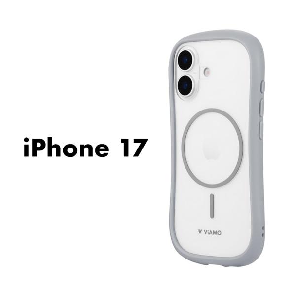 iPhone17 ケース ViAMO mag ライトグレー 耐衝撃 ハイブリッドケース MagSaf...