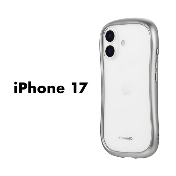 iPhone17 ケース ViAMO alloy シルバー 耐衝撃 ハイブリッドケース 背面クリア ...