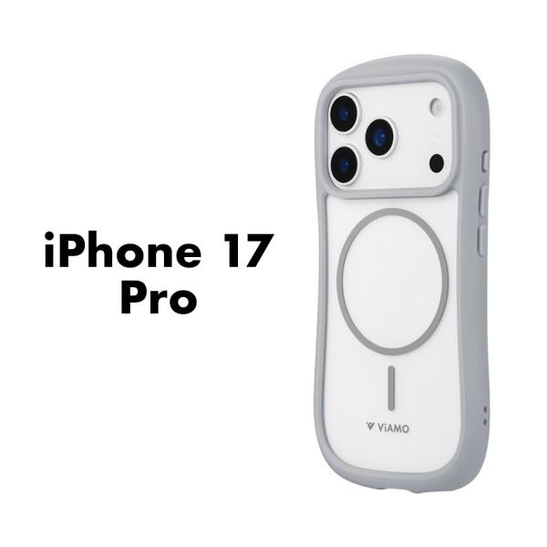 iPhone17Pro ケース ViAMO mag ライトグレー 耐衝撃 ハイブリッドケース Mag...