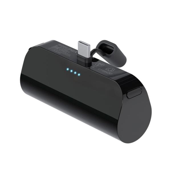 USB Type-C 直挿しモバイルバッテリー 5,000mAh ブラック 持ち運び ハンズフリー ...