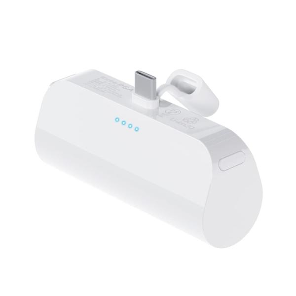 USB Type-C 直挿しモバイルバッテリー 5,000mAh ホワイト 持ち運び ハンズフリー ...