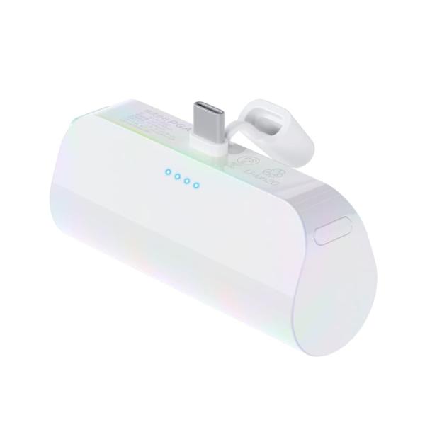 USB Type-C 直挿しモバイルバッテリー 5,000mAh オーロラ 持ち運び ハンズフリー ...