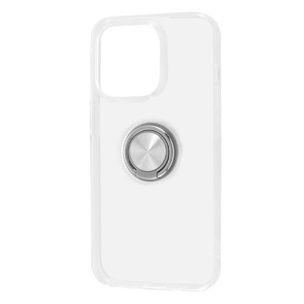 iPhone14Pro ケース クリア 透明 シルバー スマホリング付き iPhone 14 Pro...