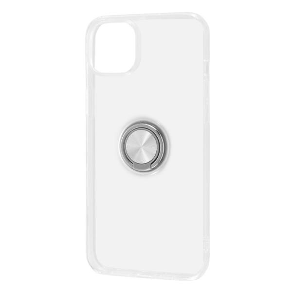 iPhone14Plus ケース クリア 透明 シルバー スマホリング付き iPhone 14 Pl...