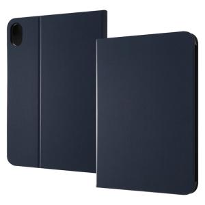iPad mini 第6世代 2021年モデル カバー ケース 手帳型 レザー 革 保護 シンプル スタンド機能 動画視聴 軽い 軽量 スリム 薄型 薄い アイパッド ネイビー｜white-bang