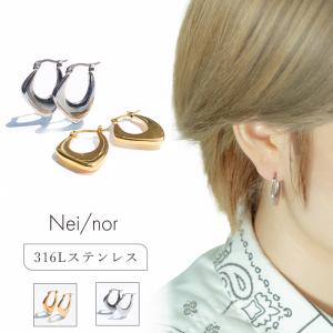 フープピアス ピアス レディース リング シンプル 金属アレルギー対応 ゴールド Nei/nor (ネイナ―) 316L ステンレス PVD コーティング ピアス レディース 韓国