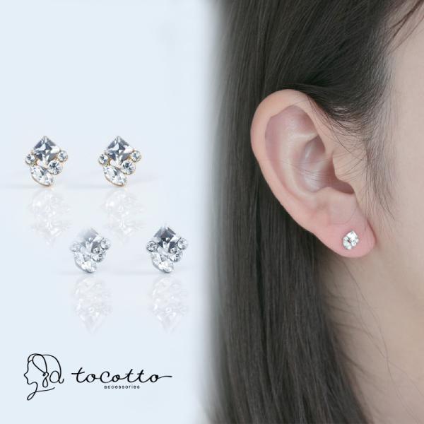 ピアス レディース フープピアス チタンポスト キュービックジルコニア 金属アレルギー ニッケルフリ...