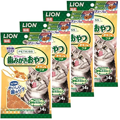 ライオン (LION) ペットキッス 猫用おやつ ネコちゃんの歯みがきおやつ プチ 4個パック チキ...