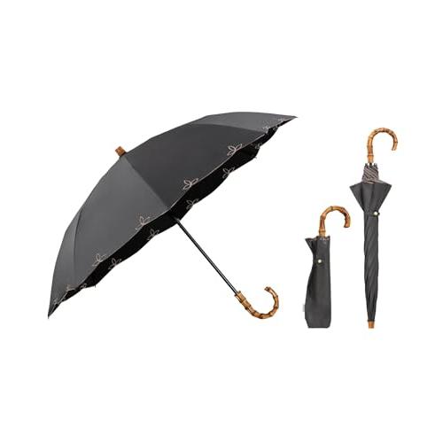 Wpc. 最強の日傘 UVO(ウーボ)折りたたみ傘／2段 刺繍スカラップ ブラック《遮光率＆UVカッ...