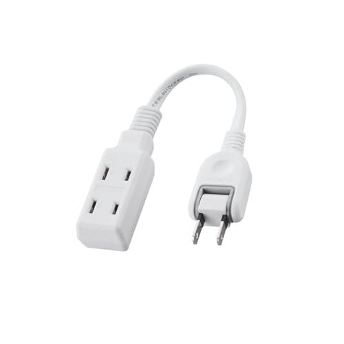 エレコム 電源タップ 10cm 短い 3個口 スイングプラグ 極性対応 (N極対応) PSE技術基準...