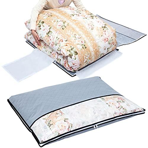 アストロ 活性炭消臭 羽毛布団収納袋 シングル 押さえベルトでとめるだけでコンパクト収納 活性炭のチ...