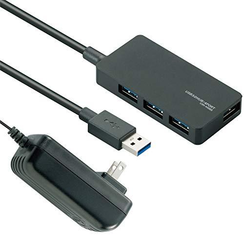 エレコム USB3.0 ハブ 4ポート 1ｍ ACアダプタ付 セルフ/バス両対応 MacBook /...