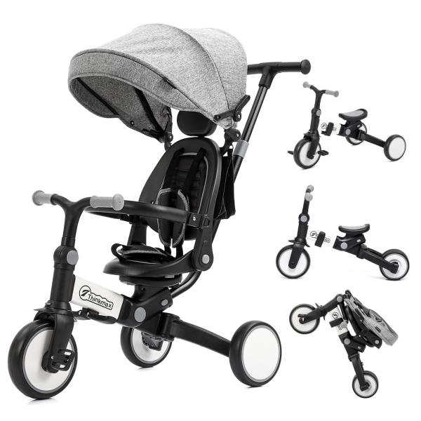 Thinkmax 子供用三輪車 ベビーカー 6in1 折りたたみ 手押し棒付き 乗用玩具 超軽量 乗...