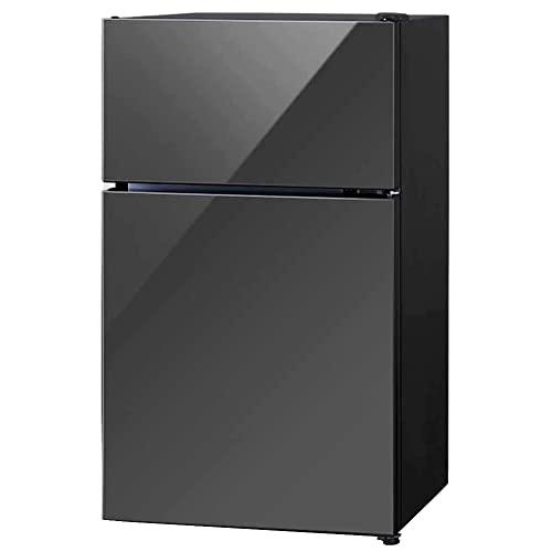 アイリスプラザ 冷蔵庫 81L 小型 家庭用 幅47.5cm 右開きミラー調 ブラック PRC-B0...