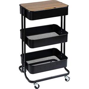 アイリスプラザ キッチンワゴン 調味料ラック バスケットラック 木天板タイプ