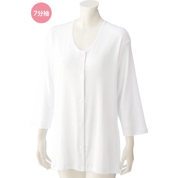 婦人7分袖大寸ホックシャツ　4Ｌ　38116 ホック留めで素早い着せ替え ケアファッション