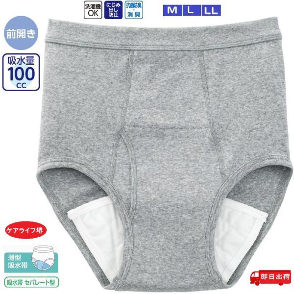 紳士安心快適ブリーフ【吸水量100cc】 38294 グレーM/L/LL　大容量もしっかり吸収するベ...