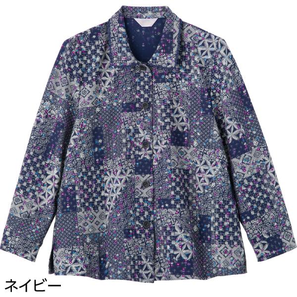 婦人らくらくブラウス 820586 上品な柄です。　ケアファッション