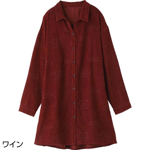 婦人コーデュロイ刺繍全開ブラウス 821457 秋らしい深みのあるカラー。　ケアファッション