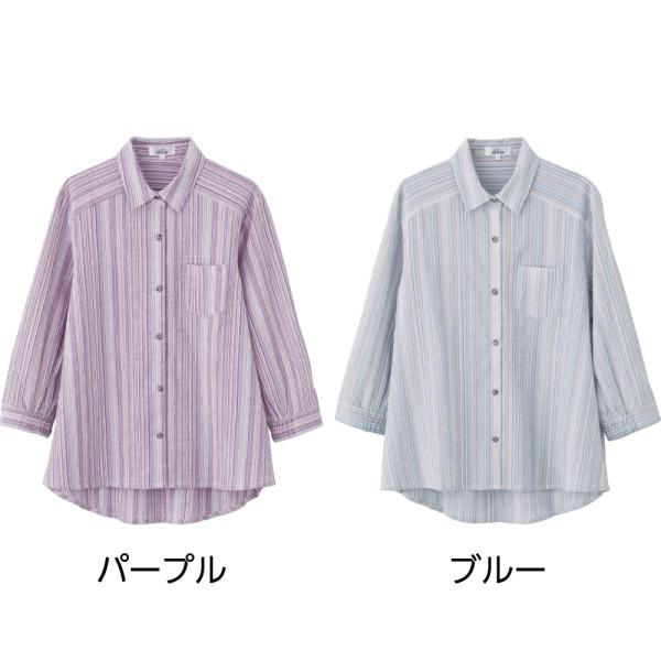 婦人7分袖スナップ釦ブラウス 821659 春夏にぴったりな涼やか素材 どんなシーンでも活躍するデザ...