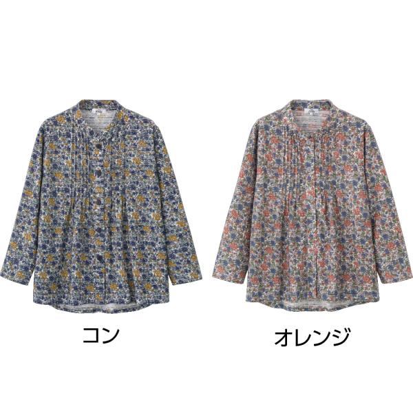 婦人ワンタッチテープピンタックブラウス 821678 長袖ストレッチ性の高い素材を使用 艶やかなボタ...