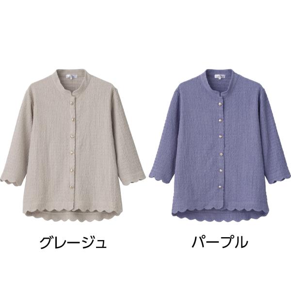 婦人7分袖飾り釦つきスナップ釦ブラウス 821680 スナップボタンでらくちんオシャレ♪きらっとさり...