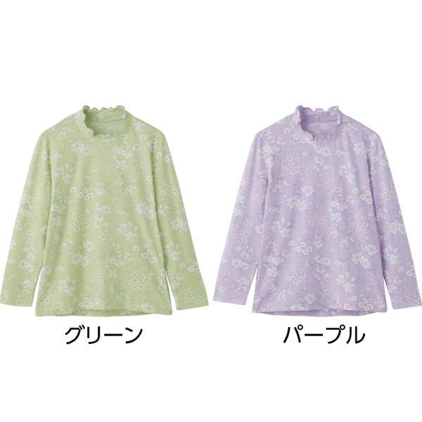 婦人背中ゆったり着心地Ｔシャツ 821701 春夏にぴったりな綿麻素材 繊細なタッチの花柄プリントが...
