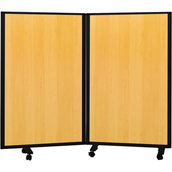 高級 デラックス 2連 キャスター付き パーティション 抗菌 間仕切り パーティーション 可動式 木...