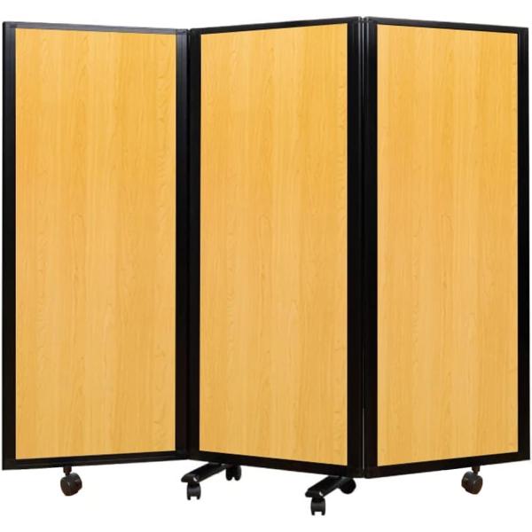 高級 デラックス 3連 キャスター付き パーティション 抗菌 間仕切り パーティーション 可動式 木...