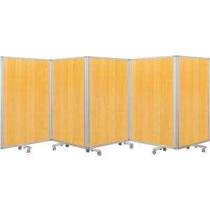 高級 デラックス パーテーション 木目パネル キャスター付き 抗菌 おしゃれ 間仕切り (幅4500mm×高さ1500mm) JP5-1509BN-NNWW-MMWW グリーン購入法適合 耐震