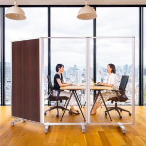 高級 デラックス パーテーション コロナ対策 透明アクリル 木目 3連 パーテション パーティション パーティーション 仕切り (幅2700mm×高さ1800mm) 耐震