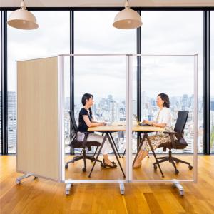 高級 デラックス パーテーション コロナ対策 透明アクリル 木目 3連 パーテション パーティション パーティーション 仕切り (幅2700mm×高さ1800mm) 耐震