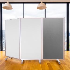 高級 デラックス ホワイトボード 事務所 オフィス パーテーション コロナ対策 クロス 3連 パーテション パーティション (幅2700mm×高さ1800mm) コマイ 耐震