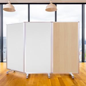 高級 デラックス ホワイトボード 事務所 オフィス パーテーション コロナ対策 ホワイドボード 木目 3連 パーテション (幅2700mm×高さ1800mm) コマイ 耐震
