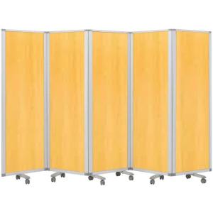 高級 デラックス パーテーション 5連 キャスター付き パーティション 間仕切り パーティーション 可動式 木目 パーテーション (幅3000mm×高さ1800mm) 耐震