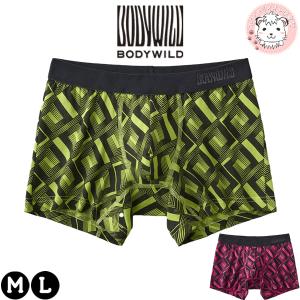グンゼ ボディワイルド DESIGN 綿ベア天 前とじ 綿混 ジオメトリック柄 メンズ 綿 BWG185A M/L ボクサーパンツ インナー 下着 GUNZE BODY WILD