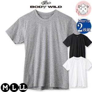 グンゼ ボディワイルド Tシャツ 半袖 2枚組 綿100% 抗菌防臭 クルーネック M/L/LL | 脇縫いなし 無地 メンズ 綿 下着 肌着 インナー  BW5013A GUNZE BODYWILD