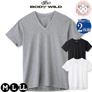 グンゼ ボディワイルド Tシャツ 半袖 2枚組 綿100% 抗菌防臭 Vネック M/L/LL | 脇縫いなし 無地 メンズ 綿 下着 肌着 インナー  BW5015A GUNZE BODYWILD