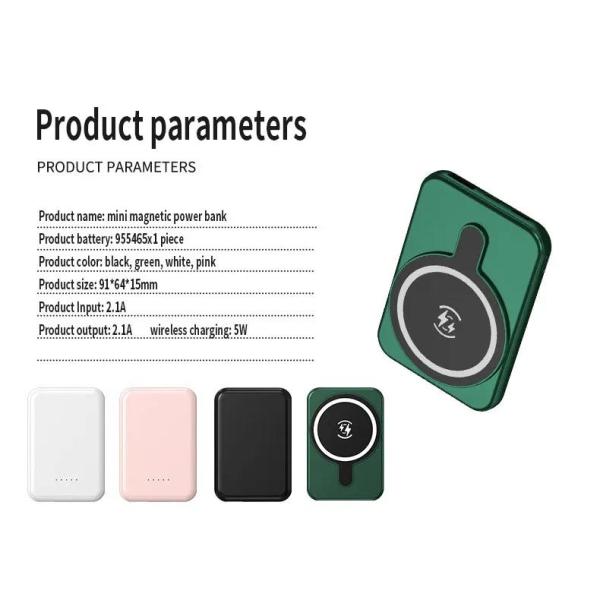 2個セット MagSafe対応 磁気吸着 QIワイヤレス充電器 モバイルバッテリー 大容量5000m...