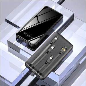 モバイルバッテリー 大容量 30000mAh ケーブル内蔵 モバ充 iphone LCD スクリーン スマホ充電器 液晶残量 小型 急速充電器 PSE認証済 軽量 電源 D31