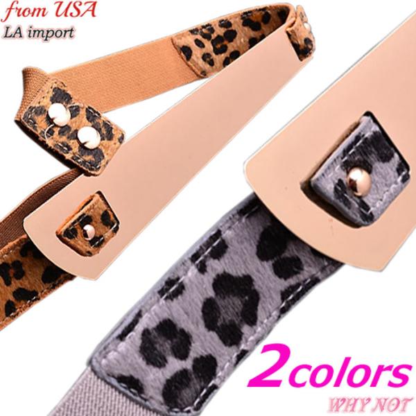 インポート ベルト LAセレクト アニマルファー ゴールドストレートバックル FROM USA ブラ...