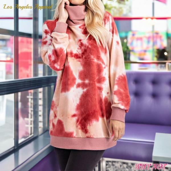 レディース ニット トップス タートル ゆったり 着こなし 長め丈 S.M.L トマト  インポート...