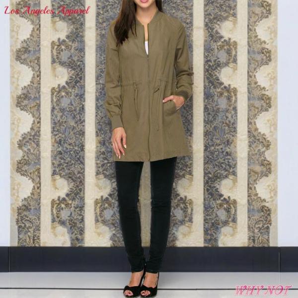 レディース トップス ジャケット ジャンバー ミリタリー セミロング S.M.L カーキ FROM ...