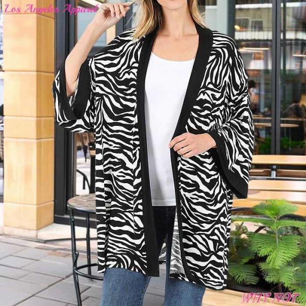 トップス カーディガン ゆったり オープンフロント セミロング S.M.L.XL 白黒 FROM U...