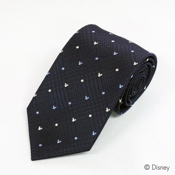 DISNEY ディズニー キャラクター 正規ライセンス ミッキーマウスネクタイ グレンチェック柄 紺...