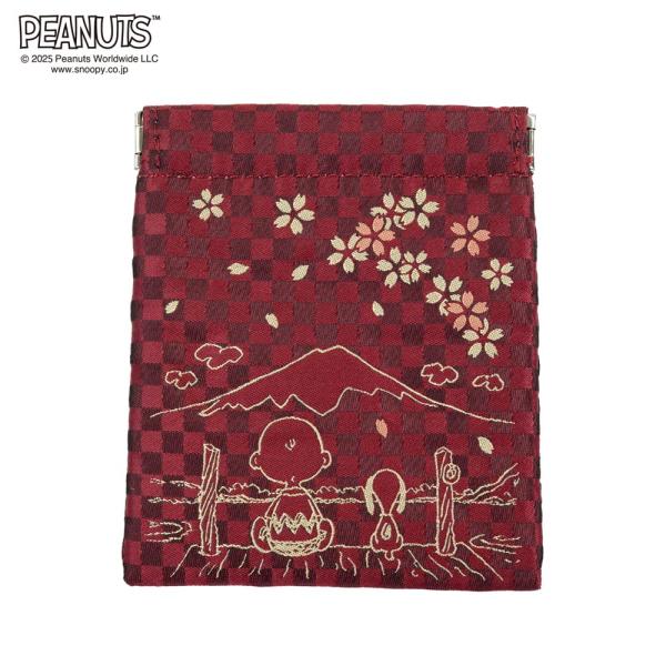 ピーナッツ ばねぐちポーチ スヌーピー チャーリー・ブラウン ポーチ メイクポーチ 小物入れ（桜と富...