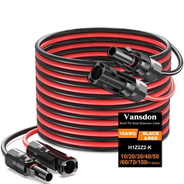 Vansdon ソーラーパネル延長ケーブル 40フィート 10AWG ソーラー延長ケーブルキット メ...
